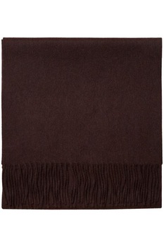 Selected Homme, Fular din lana cu franjuri, Maro inchis Selected Homme, Fular din lana cu franjuri, Maro inchis