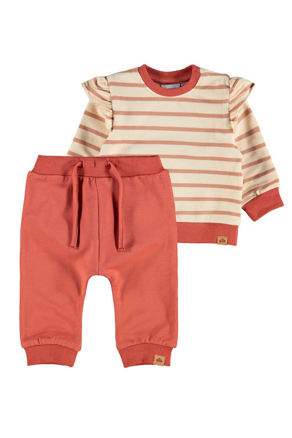 NAME IT, Set de bluza si pantaloni sport din amestec de bumbac organic - 2 piese, Oranj/Crem