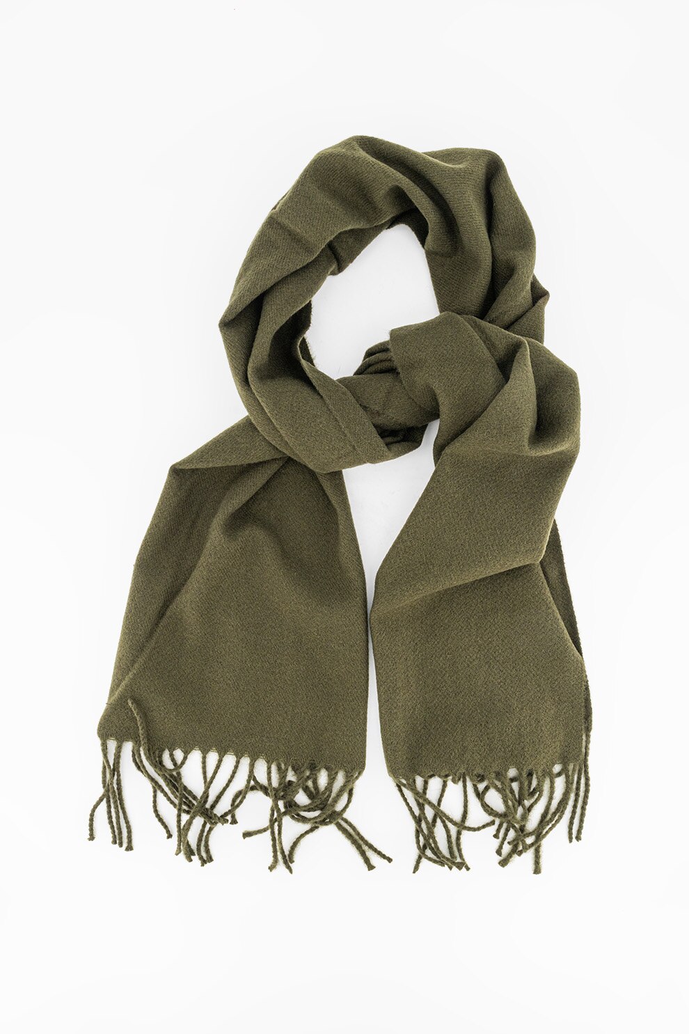 Only & sons, Esarfa din amestec de lana cu franjuri, Verde forest