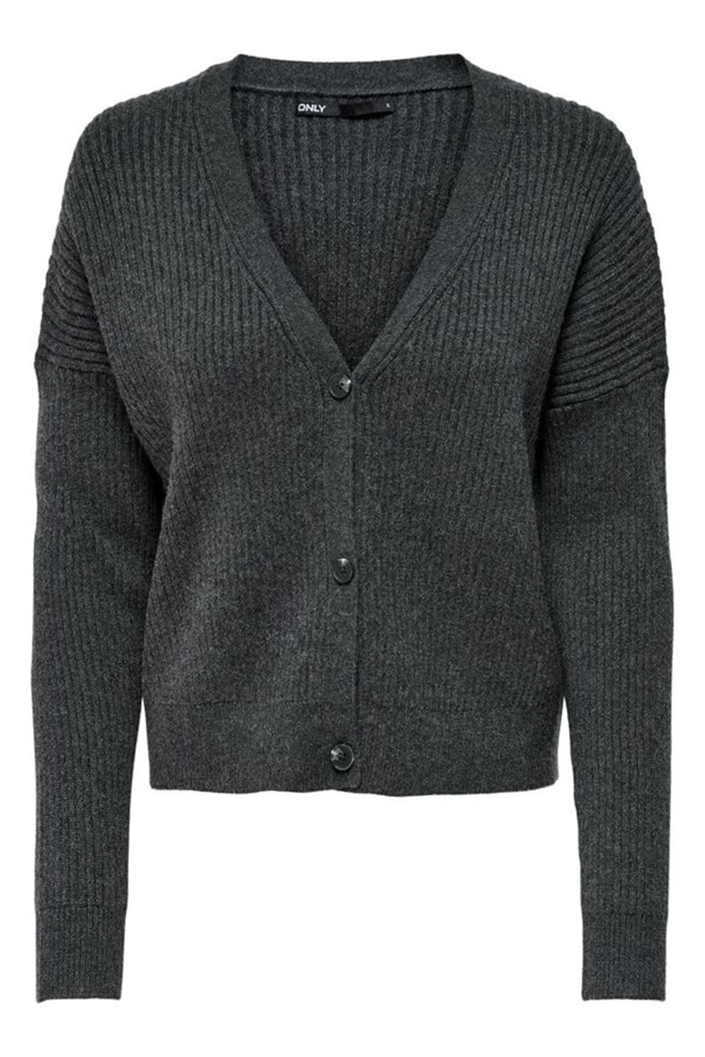 Only, Cardigan cu nasturi si maneci cazute, Gri inchis melange