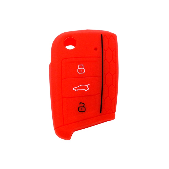 Husa cheie briceag AUTOTOB®, VW Tiguan T-Roc T-Cross Polo Golf Seat Leon Ateca Skoda Octavia Scala Rapid Fabia Kamiq Karoq, rosu