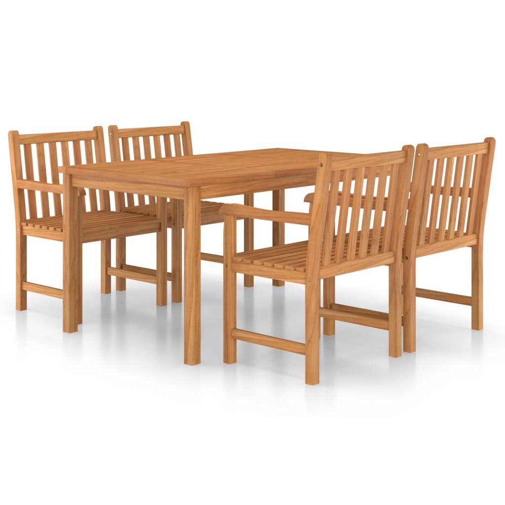 Set mobilier de gradina 5 piese, masa cu scaune cu brate, vidaXL, Lemn de tec, Maro