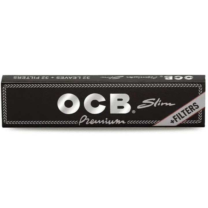 Foite de rulat tigari OCB Black Premium Slim King Size 110mm, 32 bucati + Filtre din carton 32 bucati
