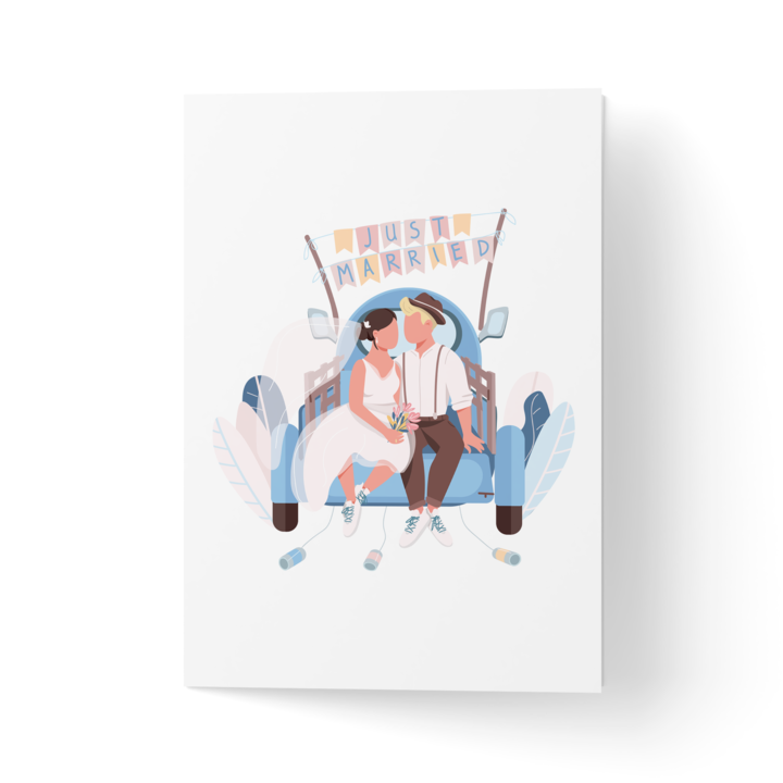 Üdvözlőlap borítékkal, prémium texturált papír - "Just házas"