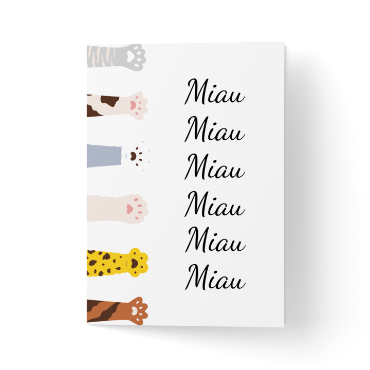 Felicitare cu plic, hartie texturata premium - cu labute de pisica