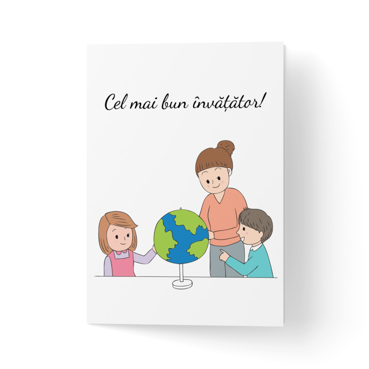 Felicitare cu plic, hartie texturata premium - invatator