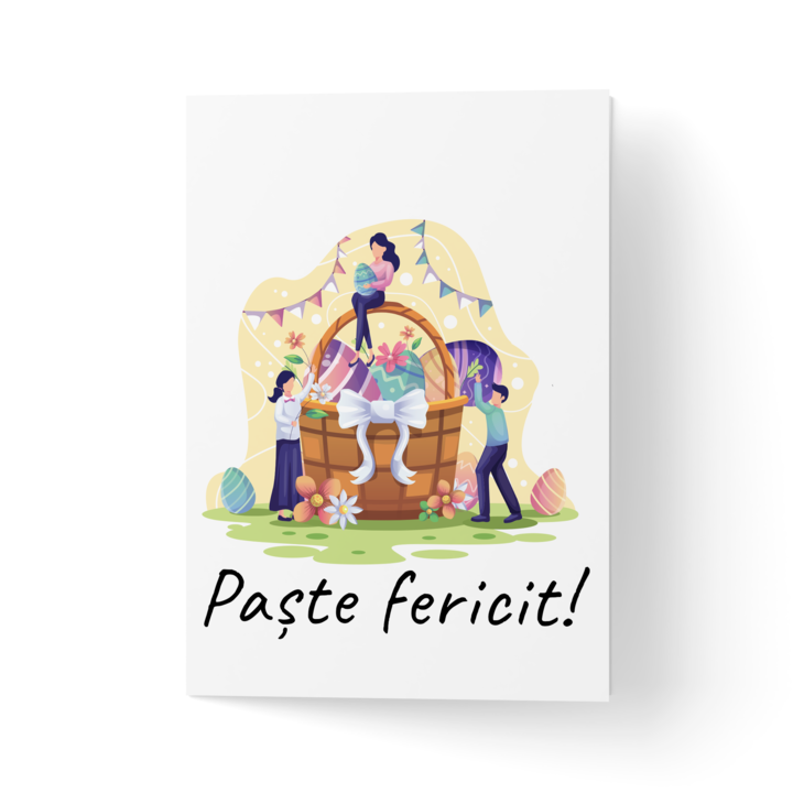 Felicitare cu plic, hartie texturata premium - petrecere Paste