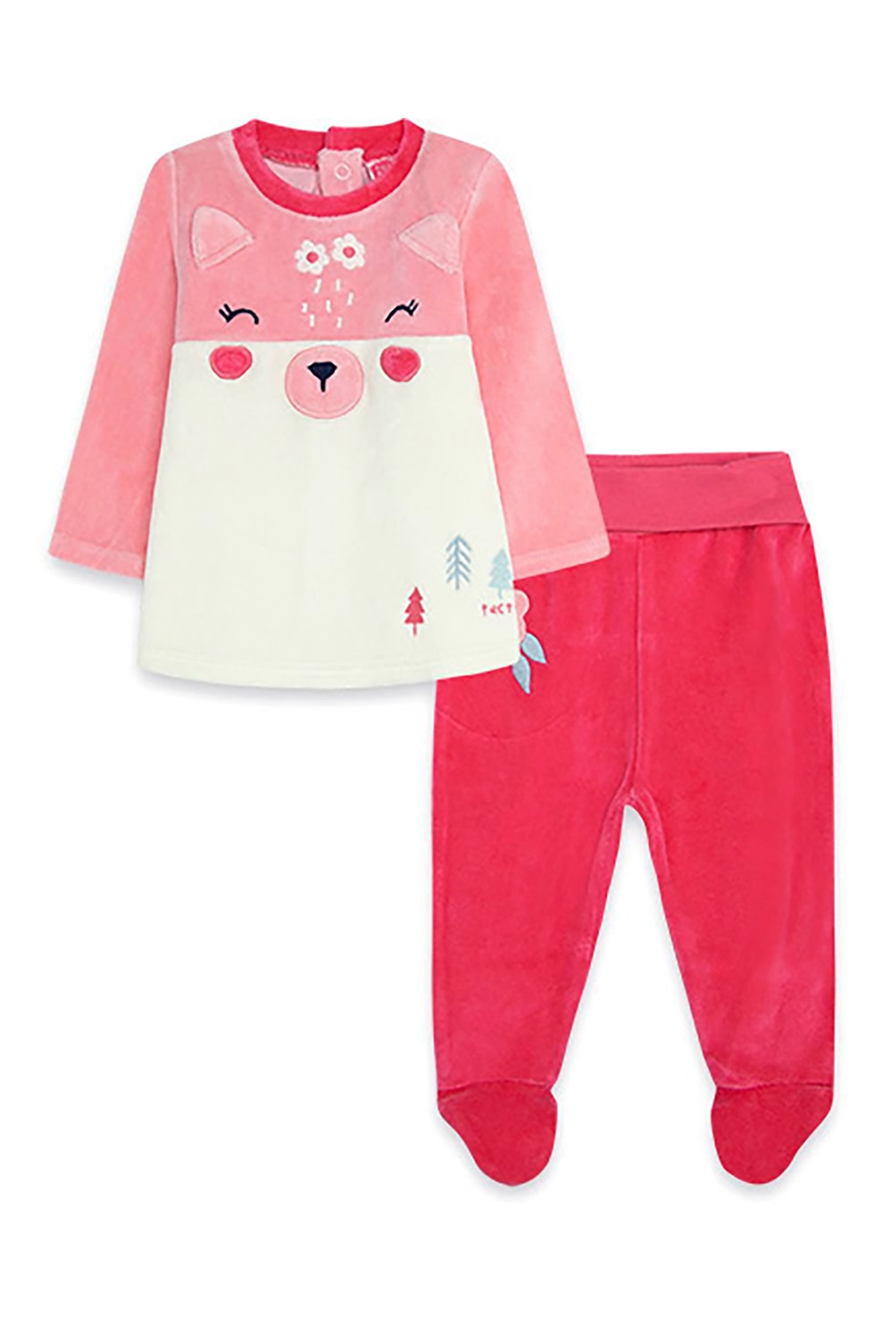 Tuc Tuc, Set de bluza sport si pantaloni cu botosei - 2 piese, roz, alb prafuit, roz aprins