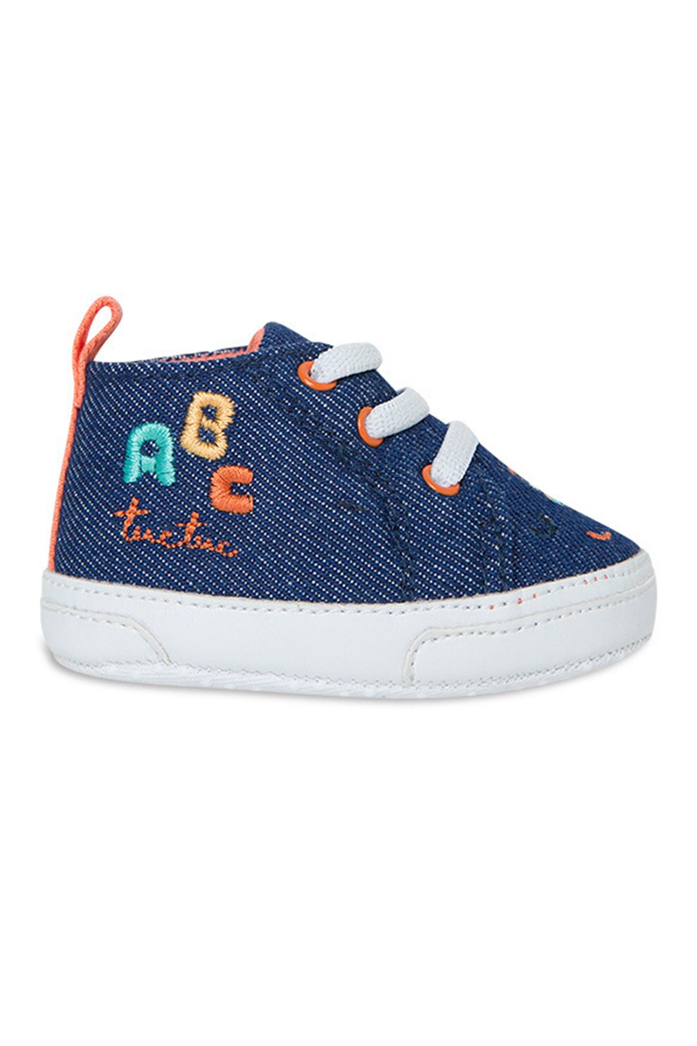 Tuc Tuc, Pantofi sport de denim cu detalii brodate, Albastru inchis/oranj/galben