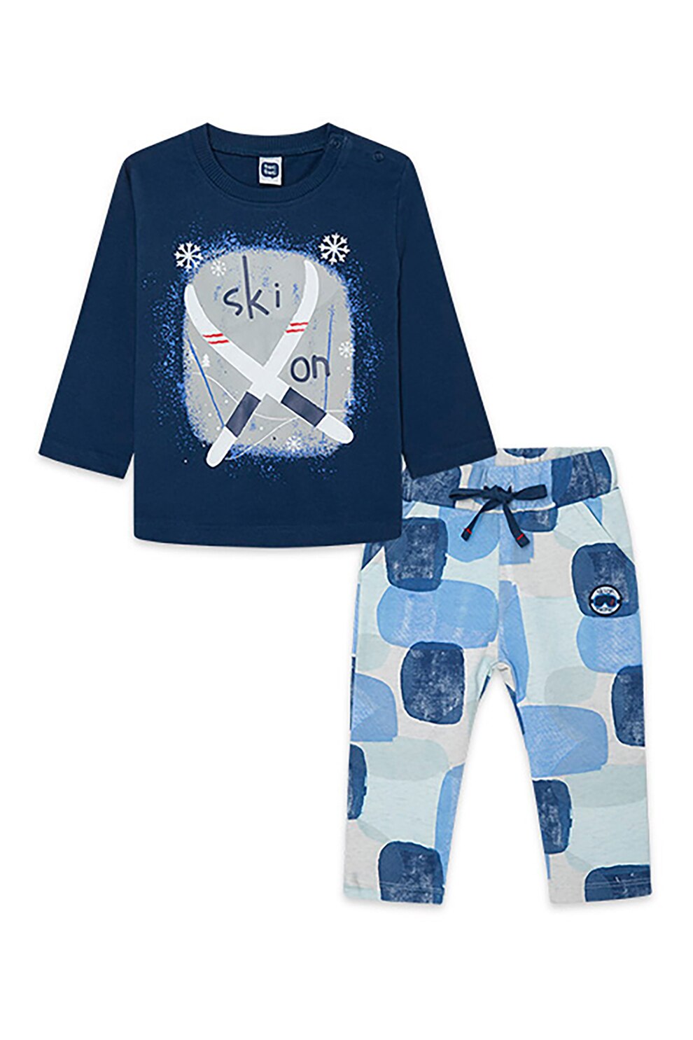 Tuc Tuc, Set de bluza cu model si pantaloni, lbastru inchis, gri cenusa, bleu