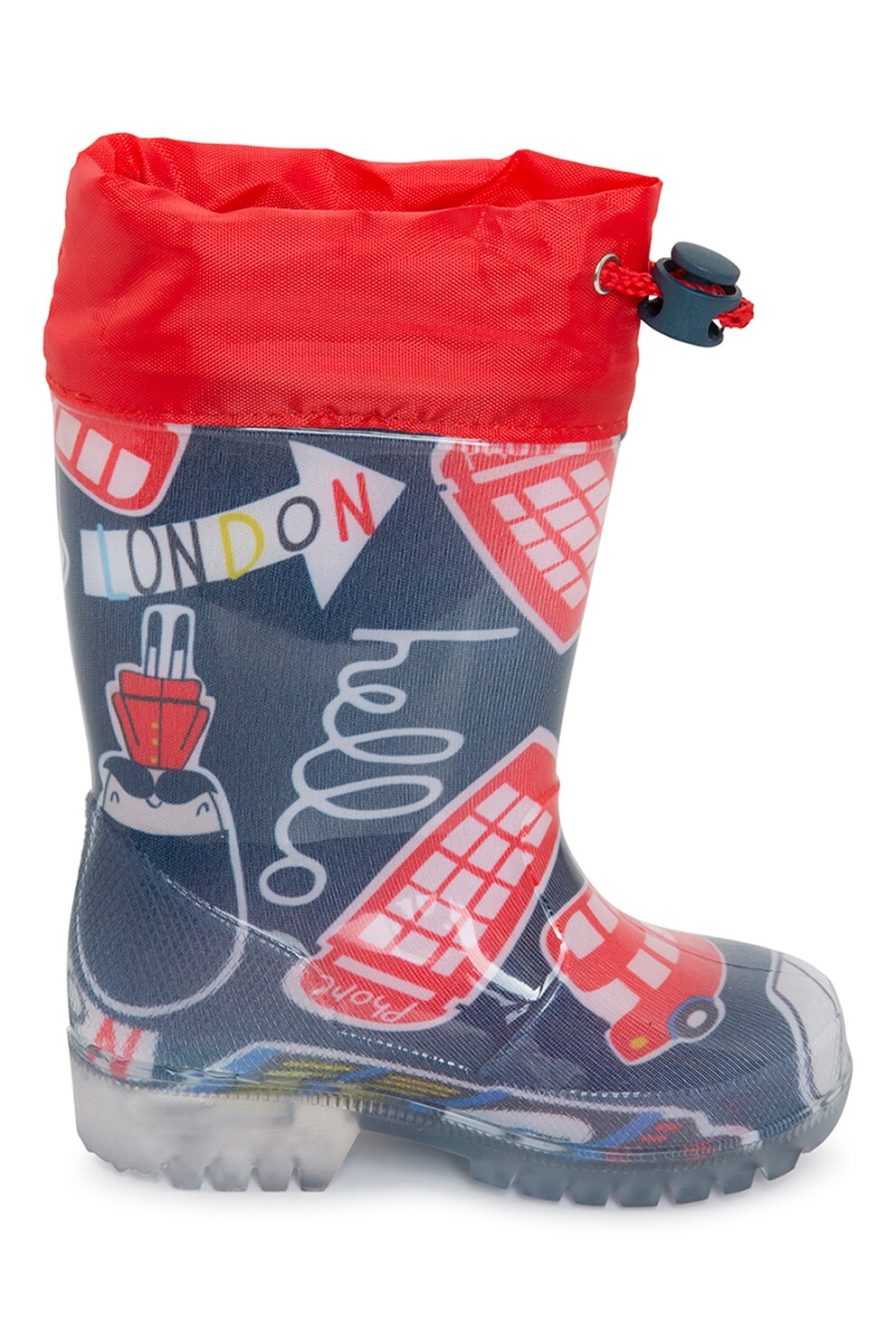 Tuc Tuc, Cizme de ploaie cu imprimeu tematic, Bleumarin/Rosu/Alb