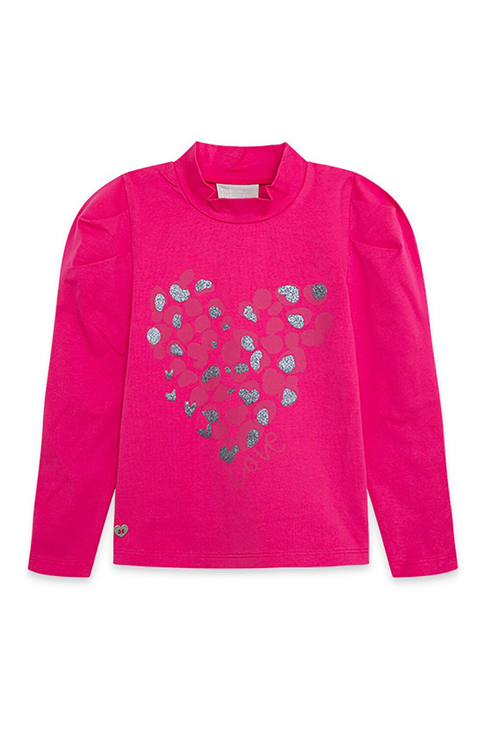 Tuc Tuc, Bluza din jerseu cu imprimeu cu inimi stralucitoare, Roz aprins/Argintiu