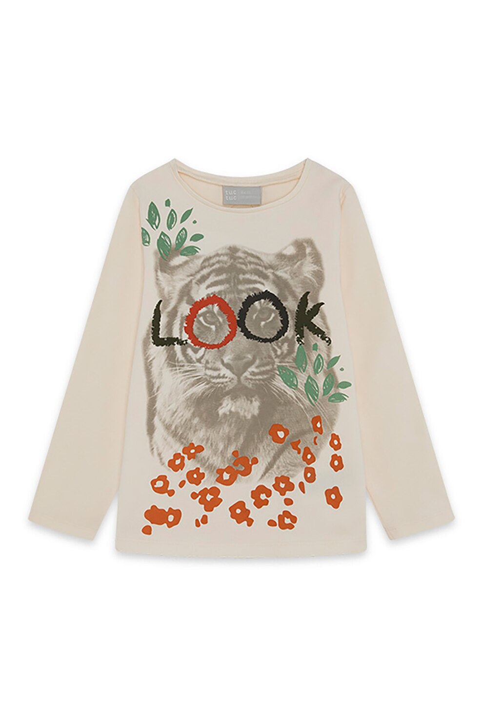 Tuc Tuc, Bluza din jerseu cu imprimeu grafic, Maro nisip/Maro scortisoara/Negru