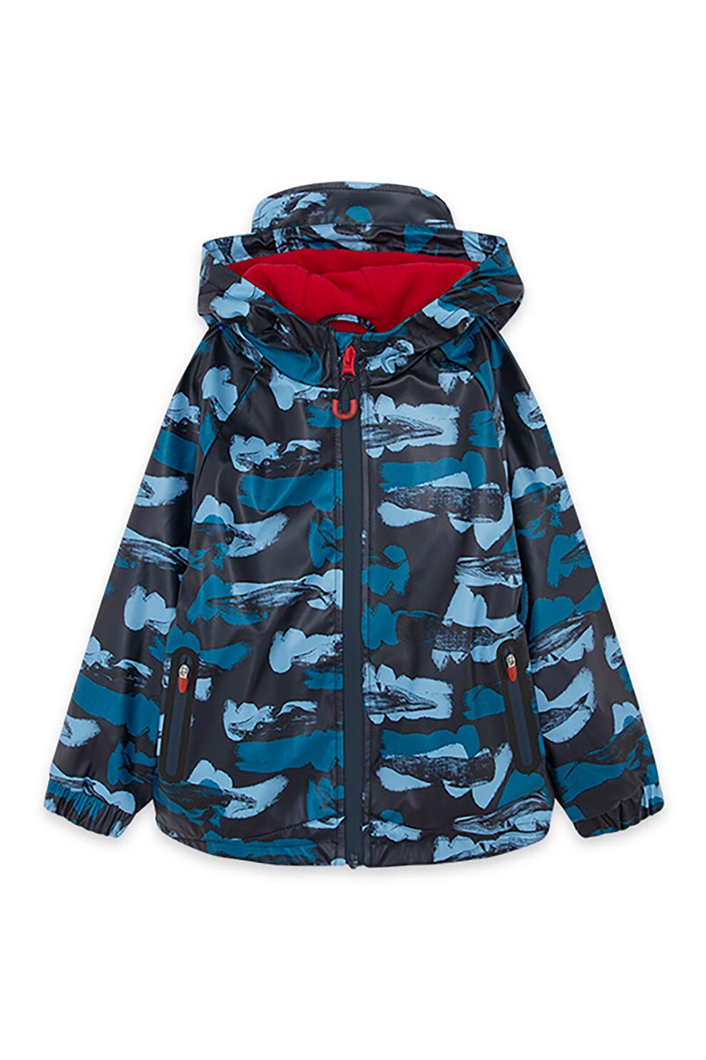 Tuc Tuc, Jacheta de ploaie cu gluga si imprimeu, Negru/Albastru, 117-122 CM