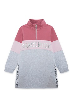 Tuc Tuc, Rochie din jerseu cu fenta cu fermoar, gri melaneg, roz prafuit, roz pastel Tuc Tuc, Rochie din jerseu cu fenta cu fermoar, gri melaneg, roz prafuit, roz pastel