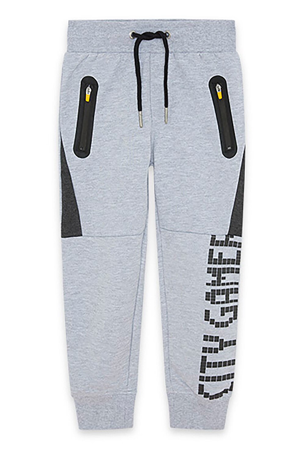 Tuc Tuc, Pantaloni sport cu snur si buzunare laterale, Gri melange/Albastru/Galben