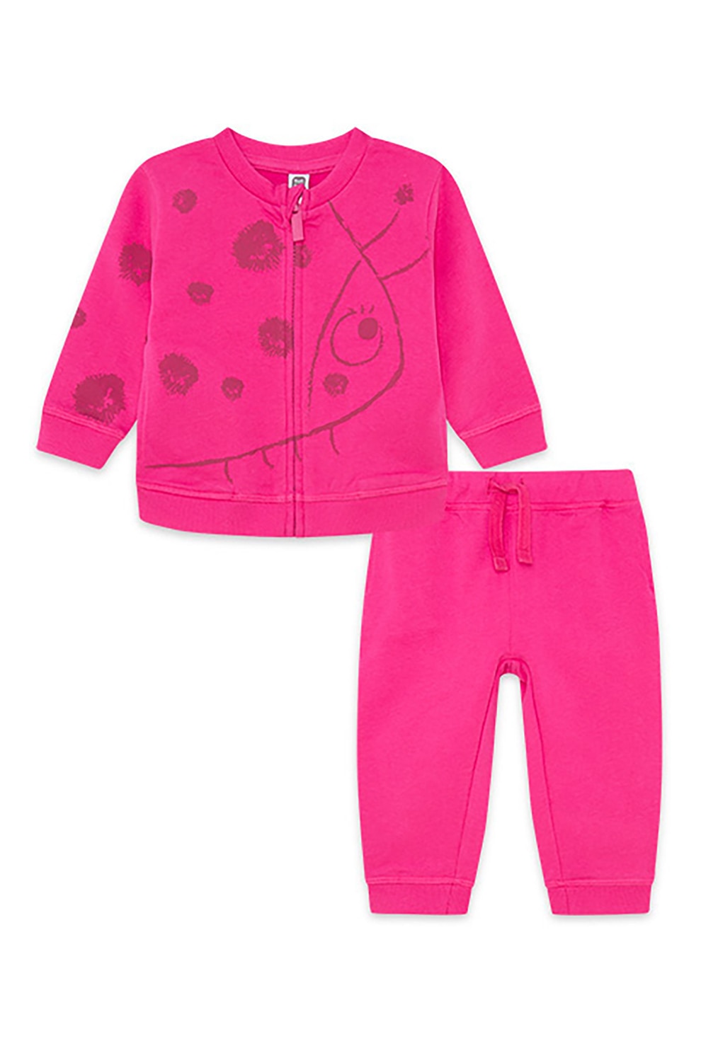 Tuc Tuc, Set de bluza sport cu imprimeu si fermoar si pantaloni -2 piese, Fucsia
