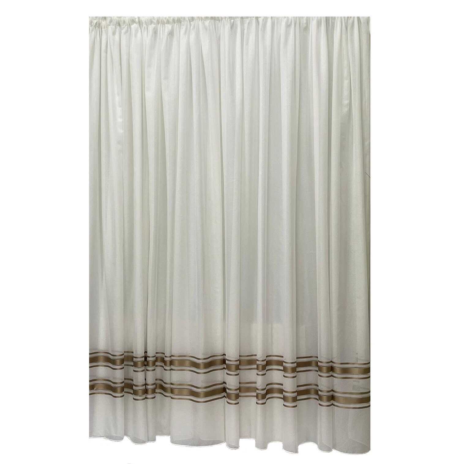 Perdea ivoire cu bordura castaniu din colectia 