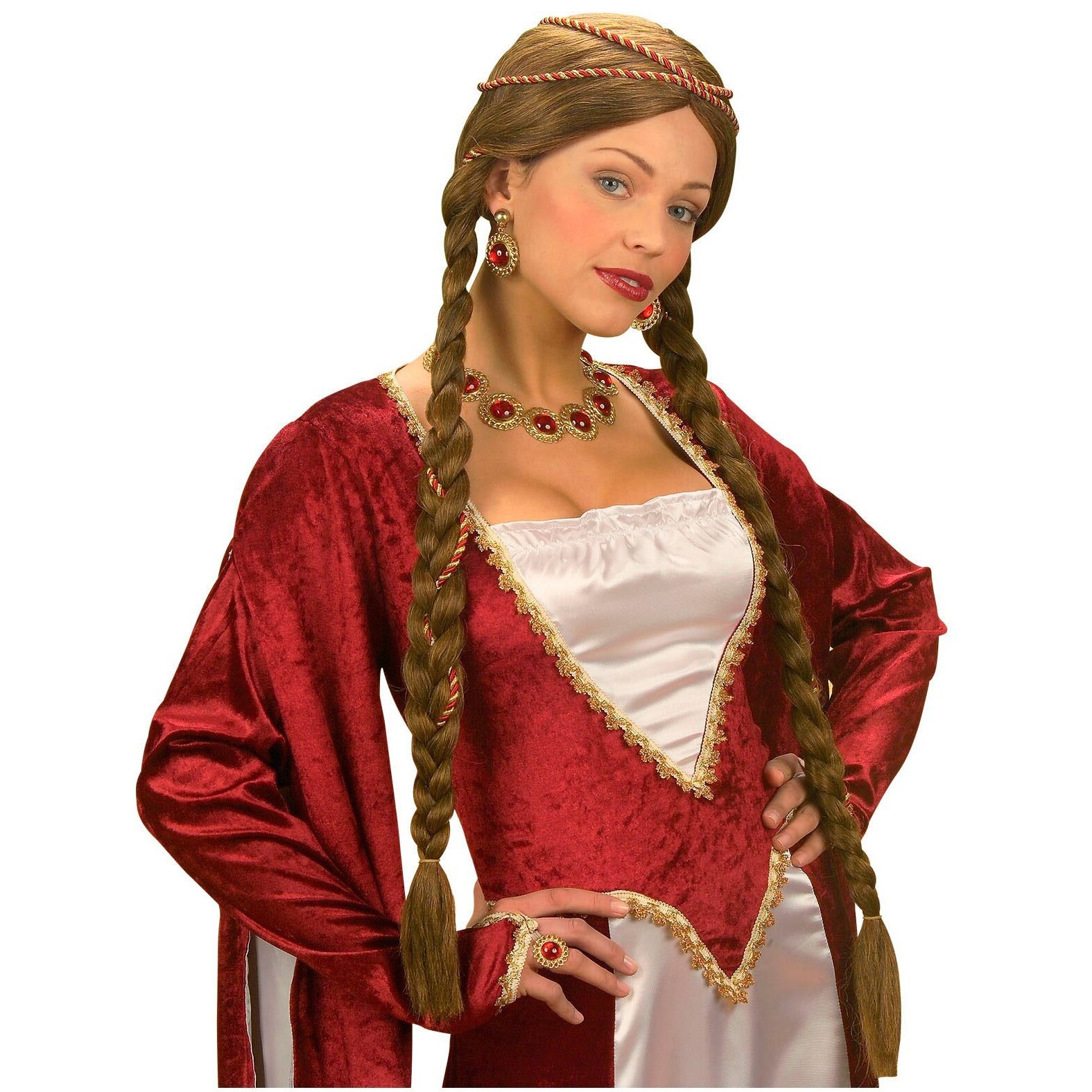 Peruca printesa medievala cu codite