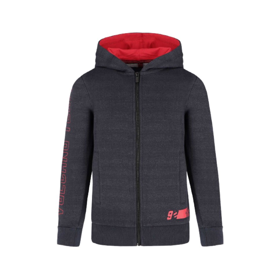 Hanorac Baieti, Volcano, B - Radis Junior, cu Gluga, Bumbac, Negru/Rosu, 146 - 152CM, 11 - 12 ani