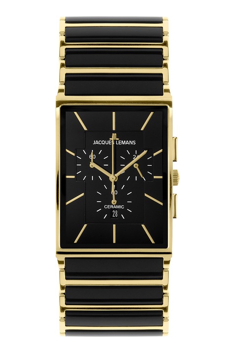 Jacques Lemans, Rozsdamentes acél kvarc karóra, Fekete/Aranyszín