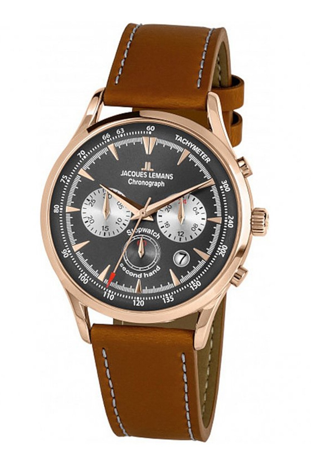 Jacques Lemans, Ceas cronograf cu o curea de piele, Ocru