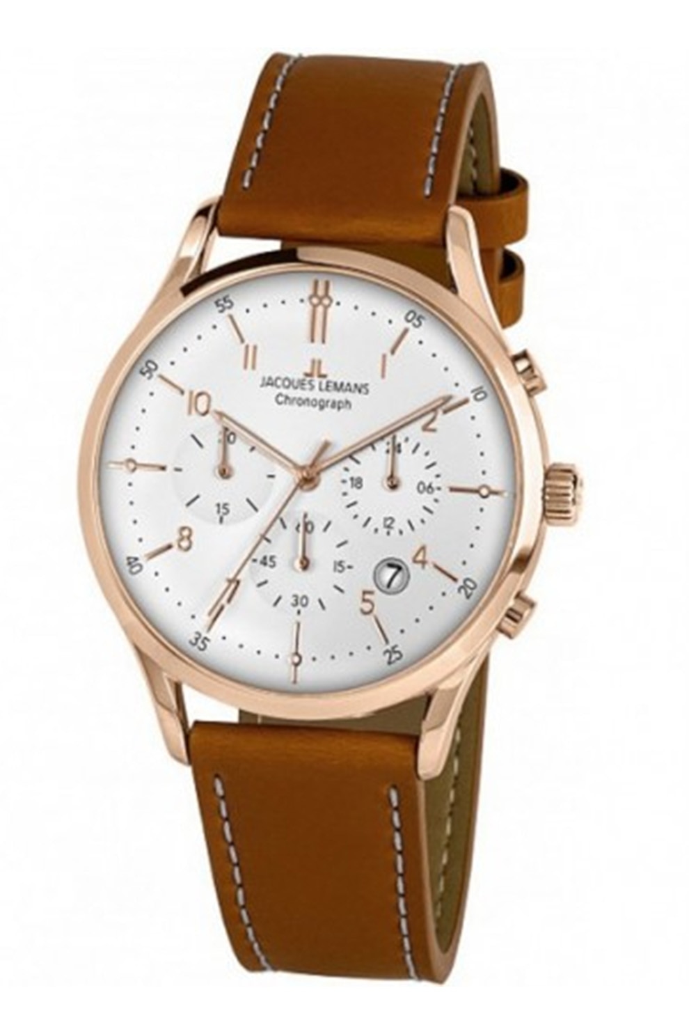Jacques Lemans, Ceas cronograf cu o curea de piele, Ocru