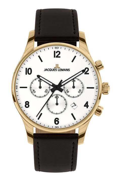 Jacques Lemans, Ceas cronograf cu o curea de piele, Negru