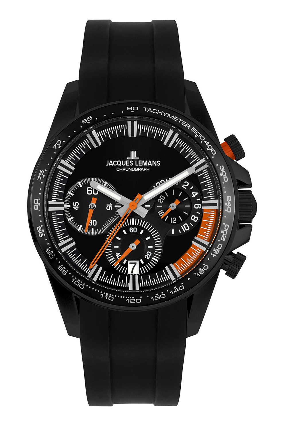 Jacques Lemans, Ceas cronograf cu o curea de silicon, Negru