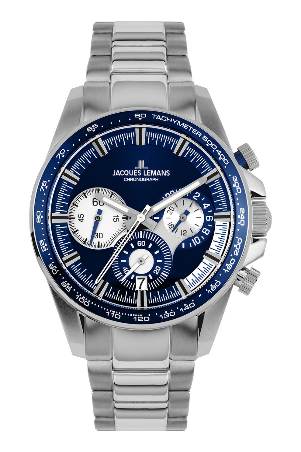 Jacques Lemans, Ceas cronograf de otel inoxidabil, Argintiu