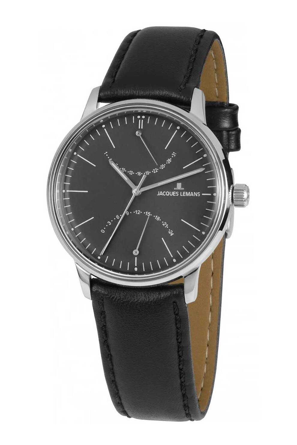 Jacques Lemans, Ceas cu o curea de piele, Negru