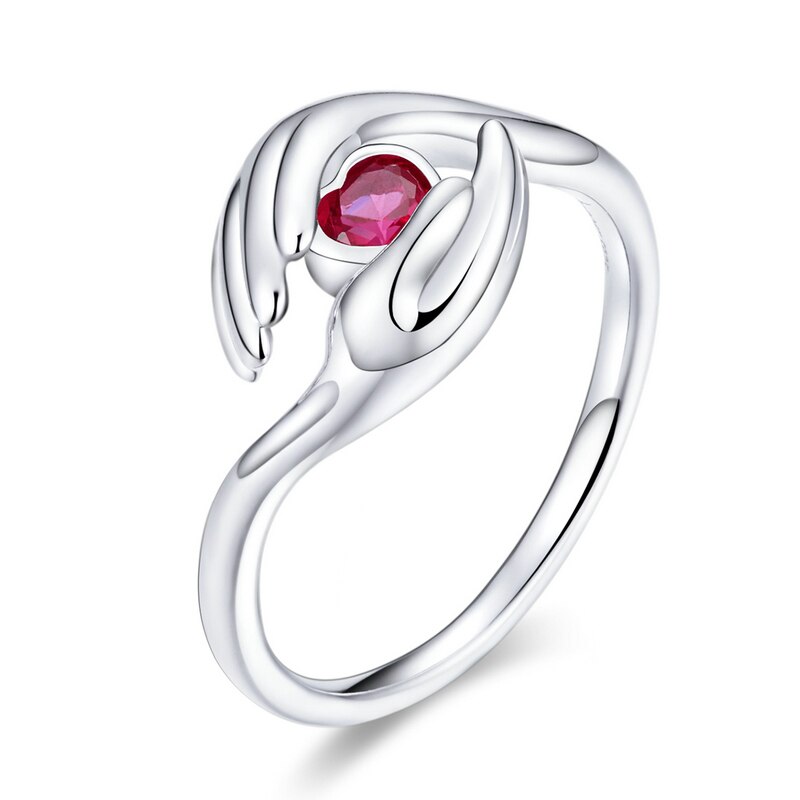 Inel argint cu maini protectoare si zirconiu 14733