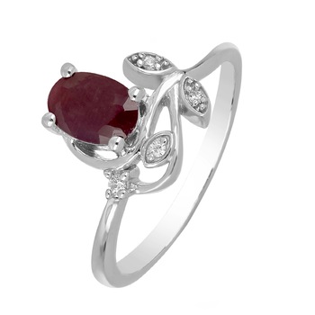 Inel argint floare cu rubin si zirconiu alb - IVA0092 15011 Inel argint floare cu rubin si zirconiu alb - IVA0092 15011