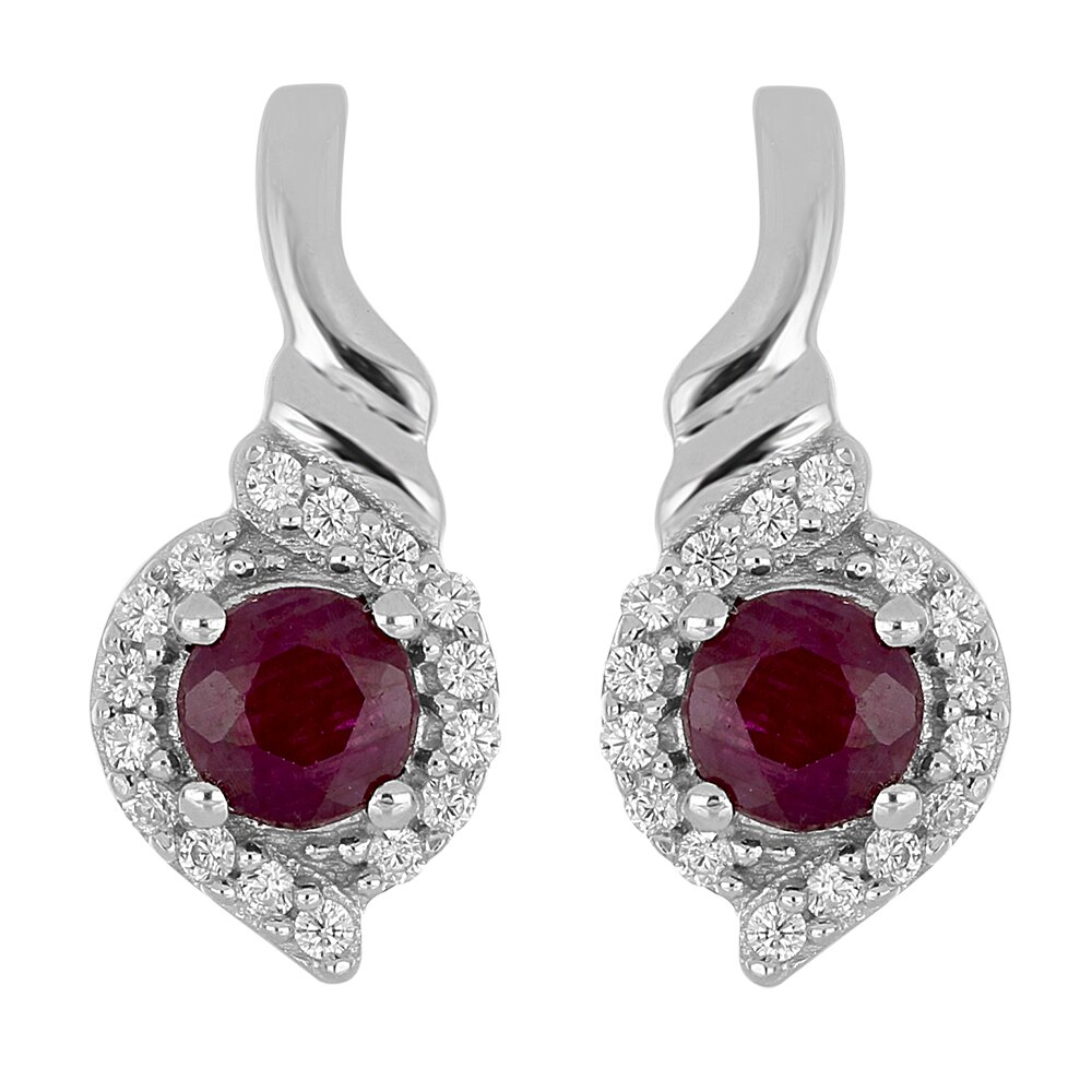 Cercei argint eleganti cu rubin si zirconii, EVA0055, BeSpecial