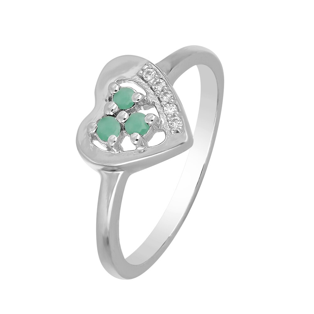 Inel argint inima cu 3 pietre de Smarald (Emerald) - IVA0107 15065