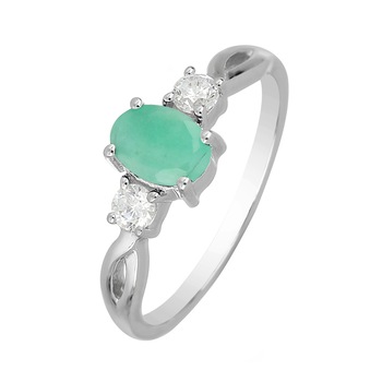 Inel argint elegant cu emerald si zirconiu alb - IVA0087 14996 Inel argint elegant cu emerald si zirconiu alb - IVA0087 14996