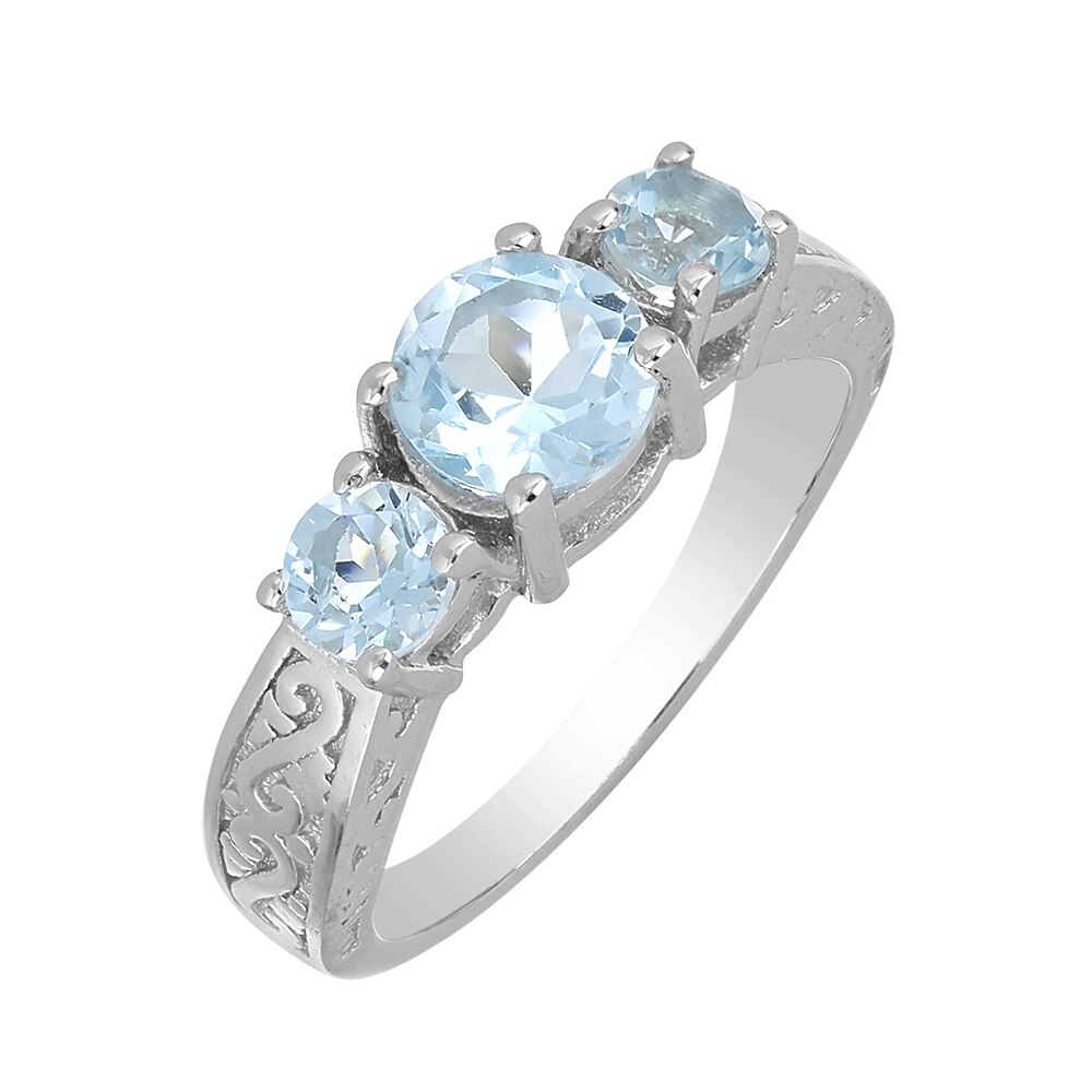 Inel argint cu 3 pietre de topaz cer albastru - IVA0115 15086