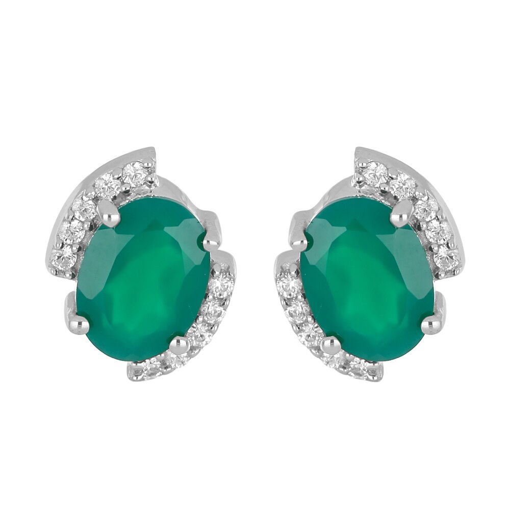 Cercei argint eleganti cu Onix Verde si zirconiu, EVA0058, BeSpecial