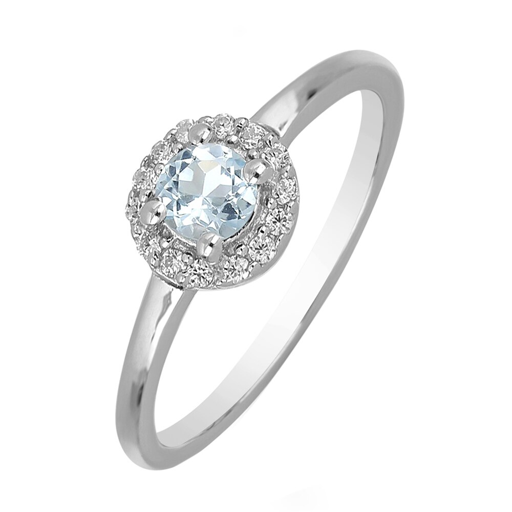 Inel argint cu Topaz Albastru Londra si cristale de zirconiu alb - IVA0119 14982