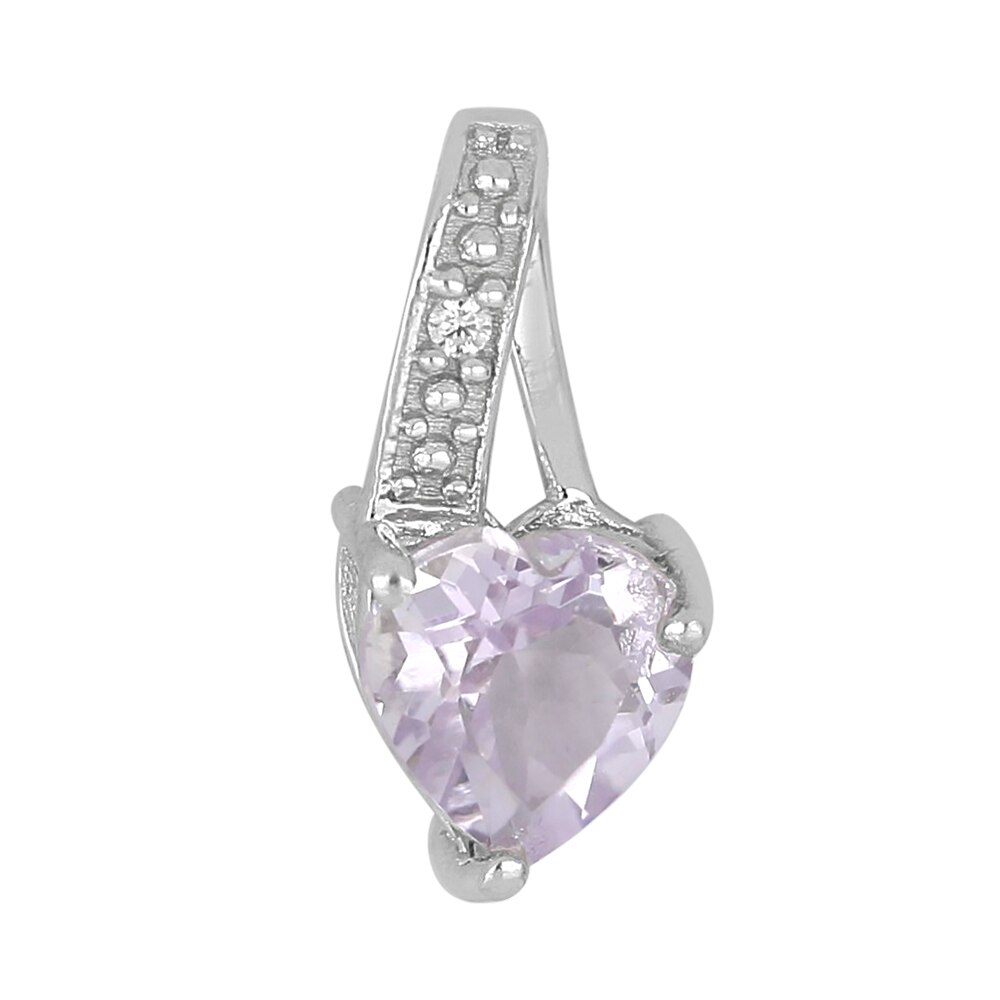 Pandantiv argint elegant cu inima de ametist roz si zirconii, PVA0016, BeSpecial