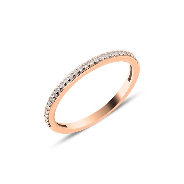 Inel argint Eternity cu zirconii albe, placat cu aur roz 14451