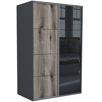 Dressing Genarom LEX A, Gri / Stejar Wotan / Negru Lucios L, 171 x 240 x 66 cm Dressing Genarom LEX A, Gri / Stejar Wotan / Negru Lucios L, 171 x 240 x 66 cm