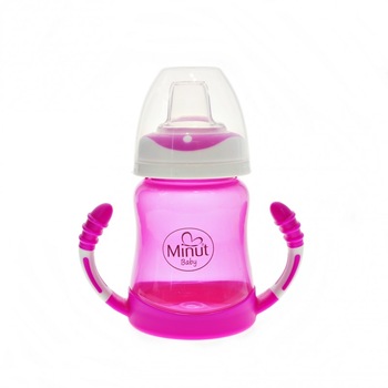Cana anticurgere cu maner si cioc silicon 6+ roz 210 ml, Minut Baby Cana anticurgere cu maner si cioc silicon 6+ roz 210 ml, Minut Baby