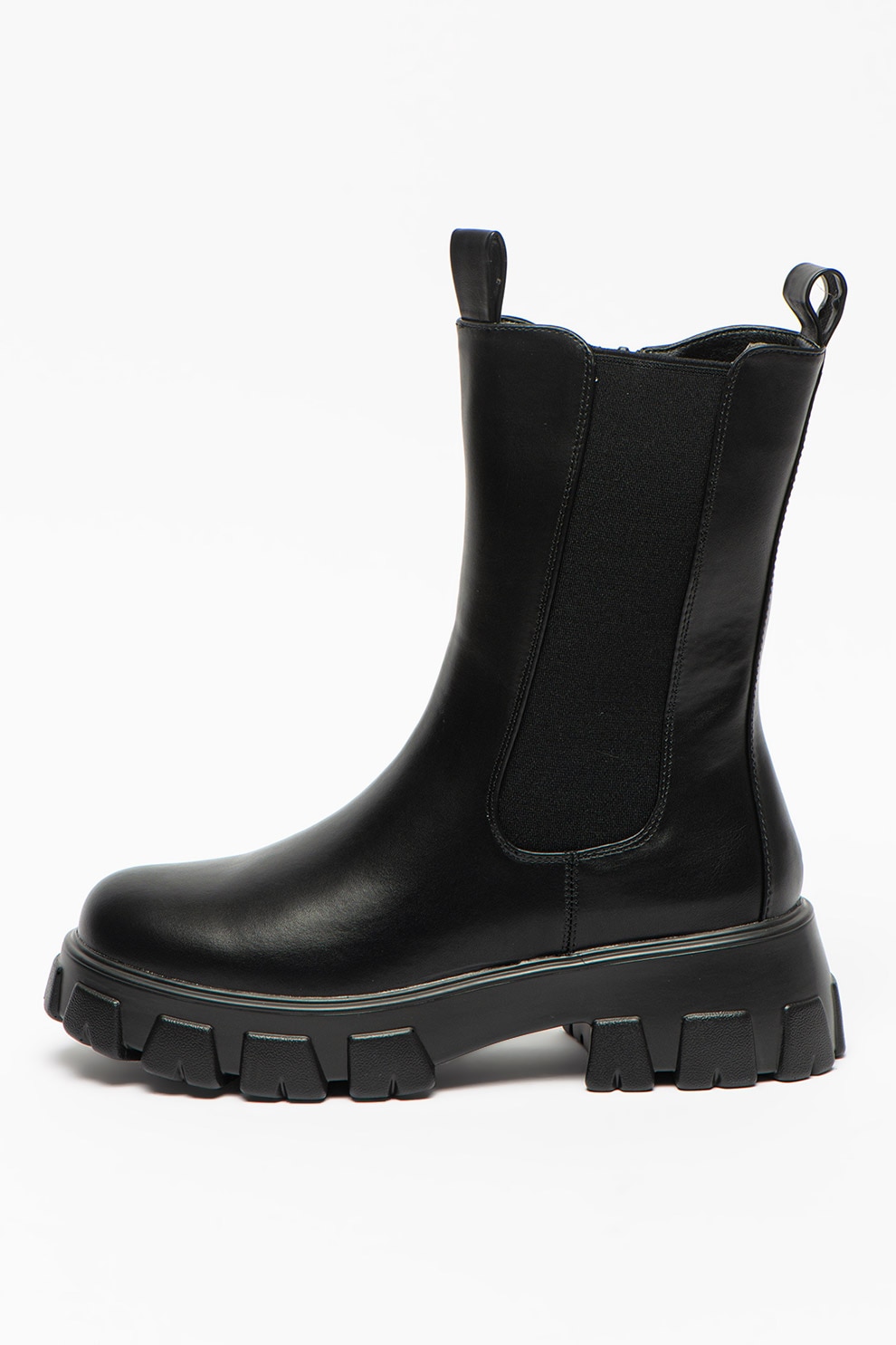 MUSK, Ghete Chelsea de piele ecologica cu toc masiv, Negru, 38