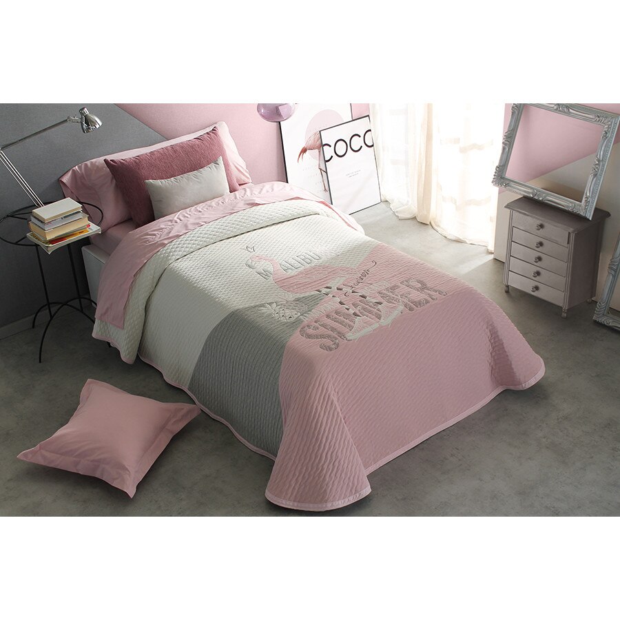 Set Cuvertura Brianna si o fata de perna, Reig Marti, roz, 190 cm x 270 cm