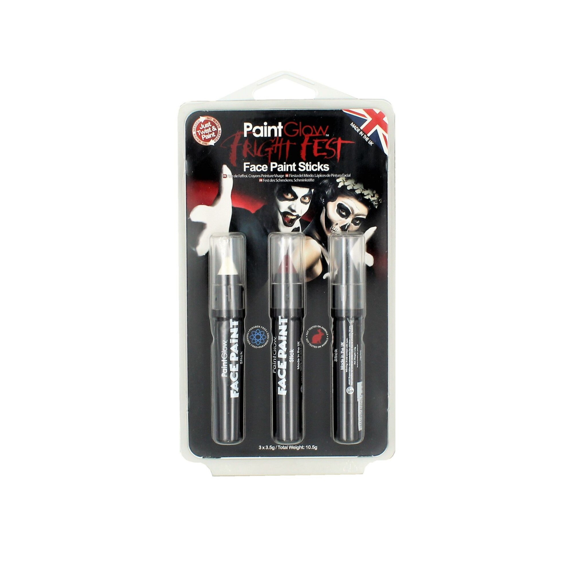Set 3 bucati, creioane PaintGlow Fright fest HP64, 3x3.5 g, burgundi, alb si negru