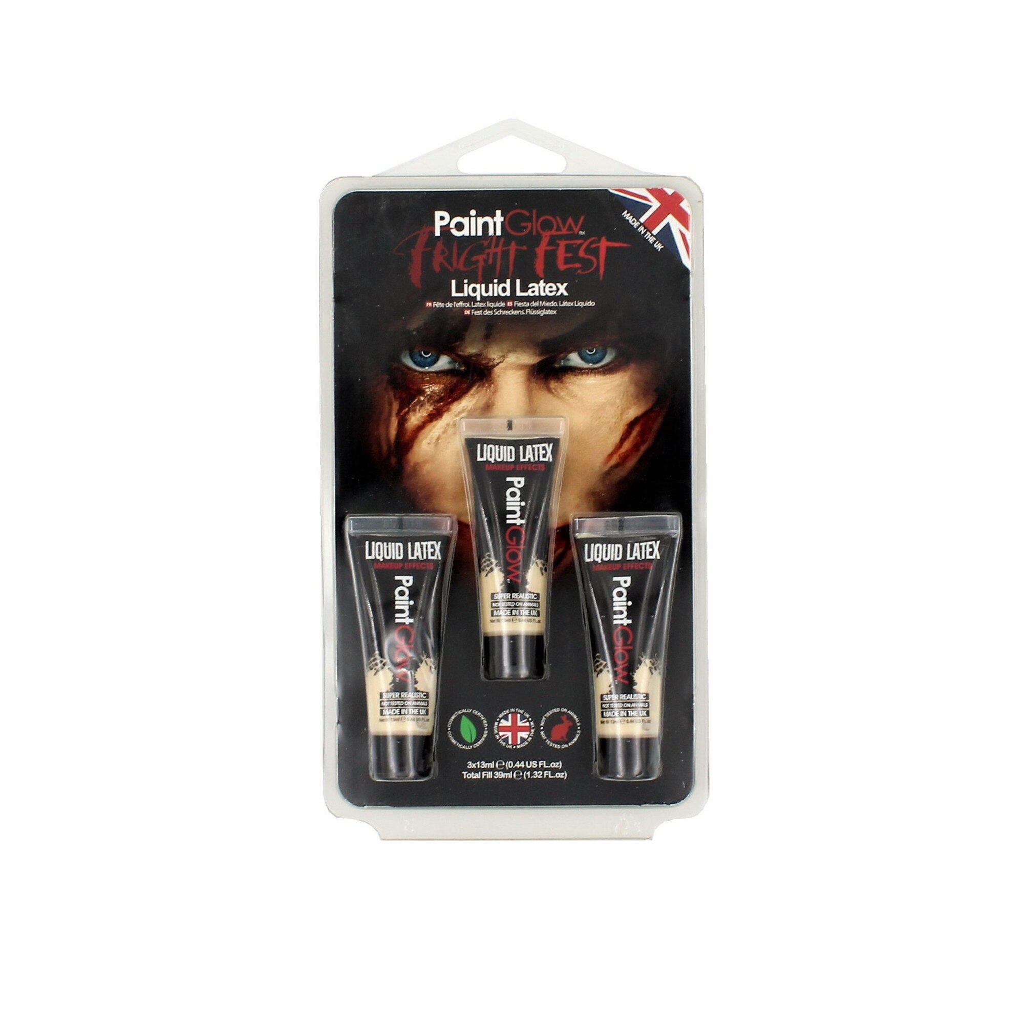 Set 3 tuburi, pictura pe fata, PaintGlow, 3x13 ml, Liquid Latex HP62, crem