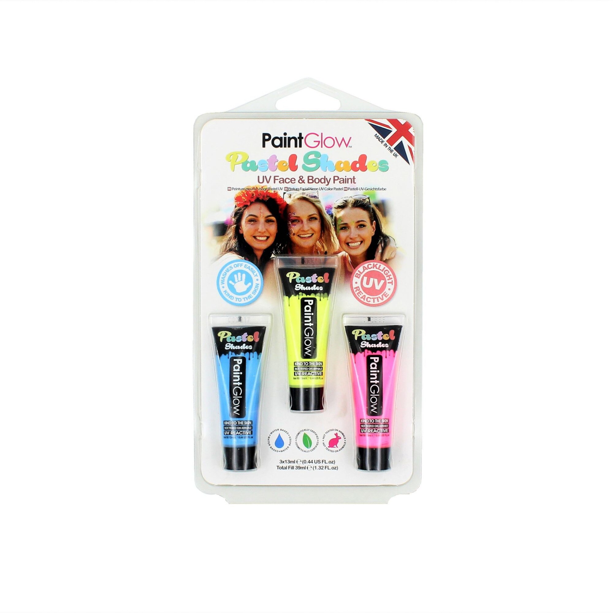 Set 3 tuburi, pictura fata, PaintGlow Pastel Shades HP32, 3x13 ml, albastru, galben si roz