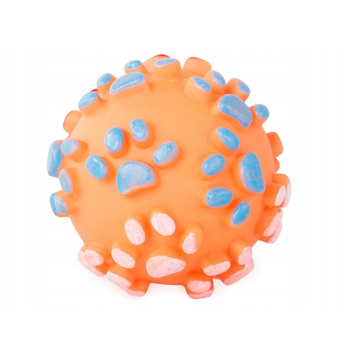 Jucarie pentru caini, Zola®, minge cu sunet, 7 cm, colorate, portocalie