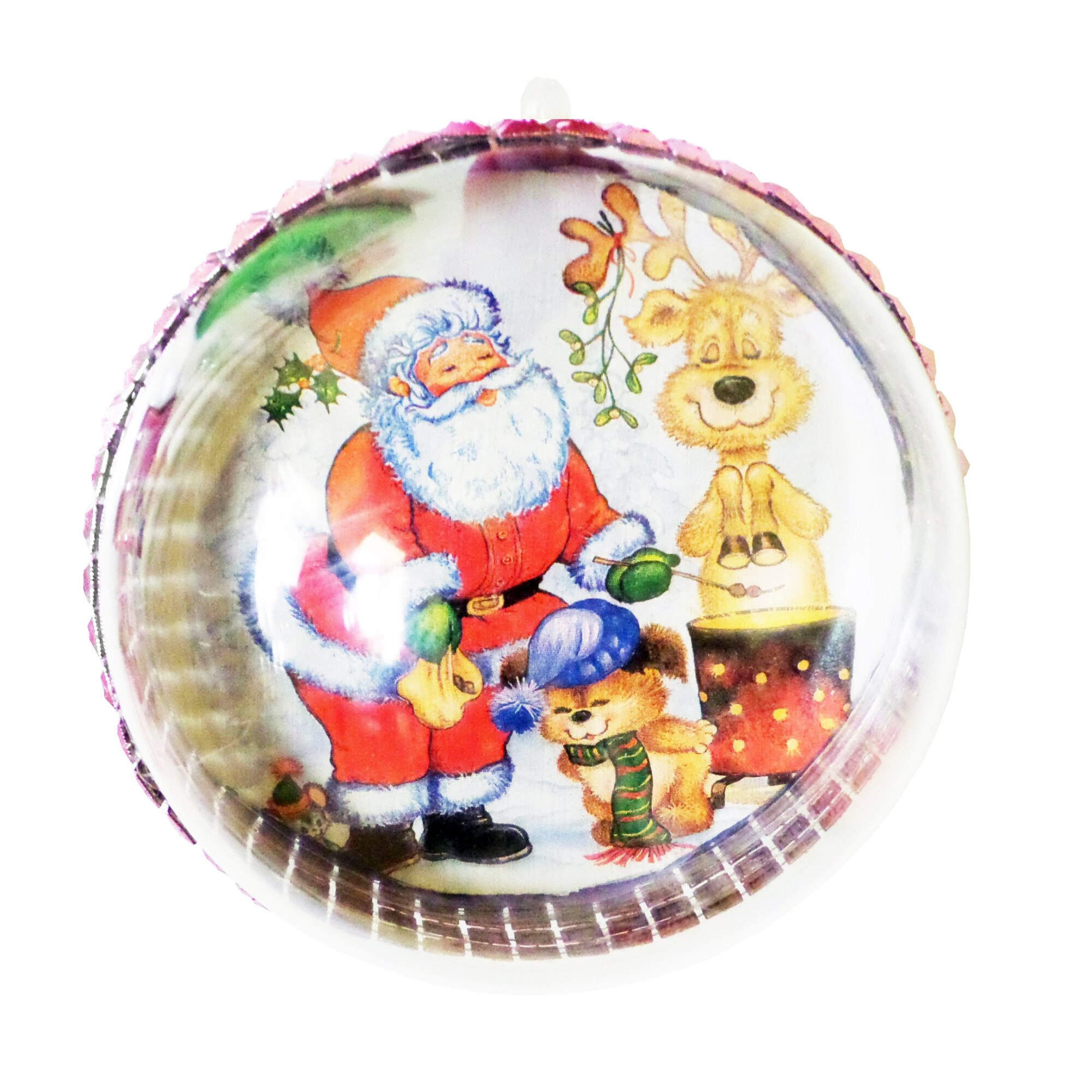 Glob de Craciun 14 cm Mos Craciun si Renii Hazlii